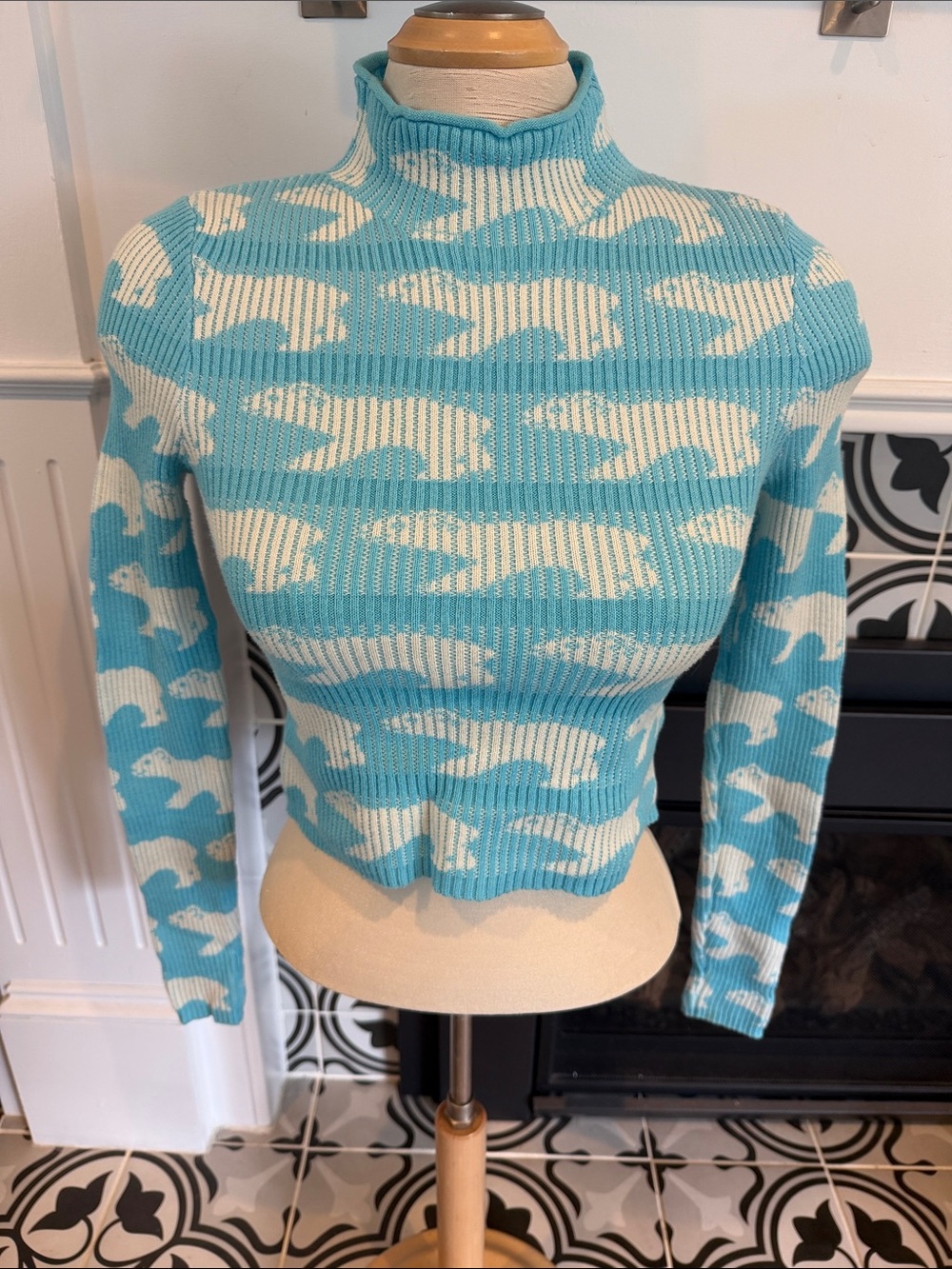 BDG Light Blue Ribbed Turtleneck Sweater